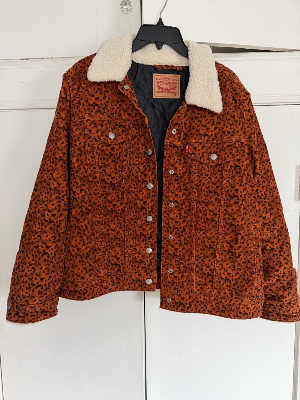 Levi's Rust Leopard Print Sherpa Collar Jacket